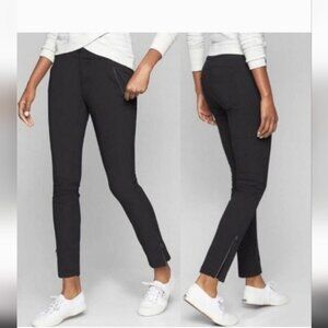 ATHLETA Womens Wander Skinny Black Zip Up Pant w/Ankle Zippers & Pockets (8)